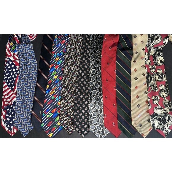 11 Mens Neck Ties Lot Several Silk Brooks Bros Robert Tatbott Yves Saint Laurent - Picture 2 of 11